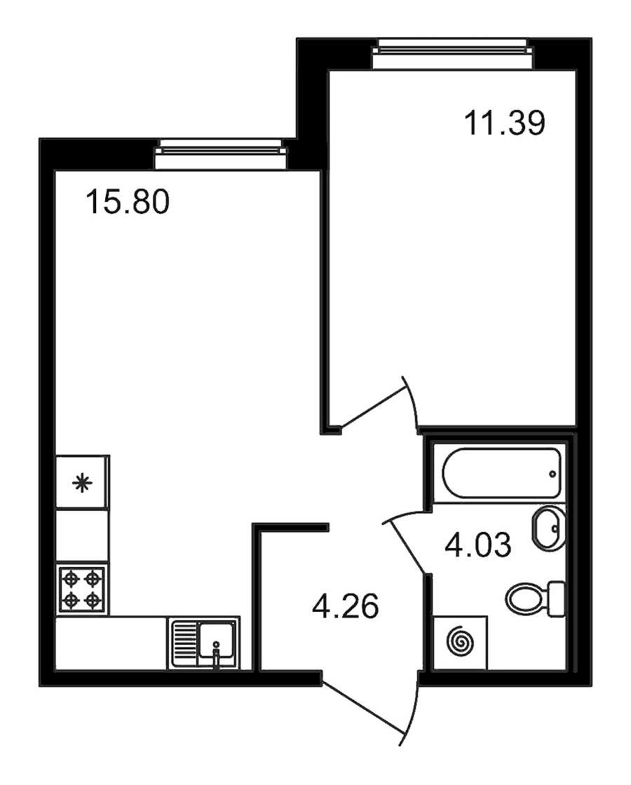 Однокомнатная квартира в ЦДС: площадь 35.48 м2 , этаж: 2 – купить в Санкт-Петербурге